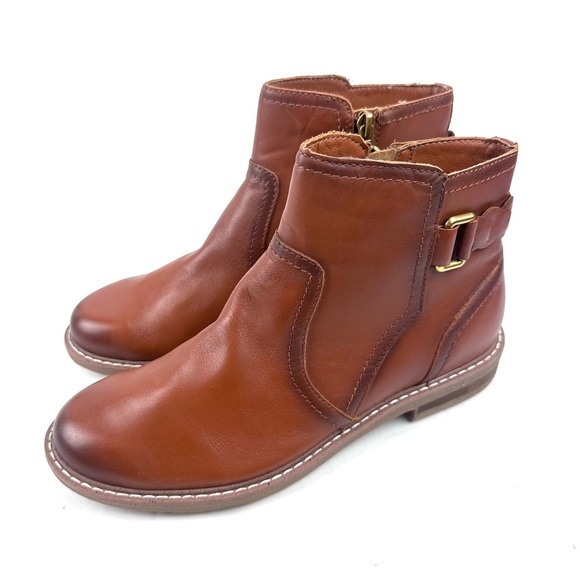 Earth Jenna Ankle Boot 7.5 Brown Leather Zip Up Bootie Womens Brand New - Picture 1 of 10